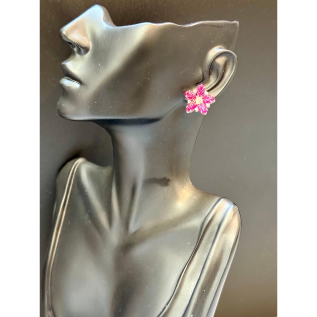 Tutti Frutti Earrings Natural Ruby Carved Leaves & Diamond Earrings in 18 KWG For Sale - Image 14 of 18