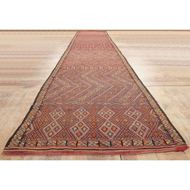 Vintage Zemmour Moroccan Kilim Rug, 03'11 X 22'09 For Sale - Image 9 of 11