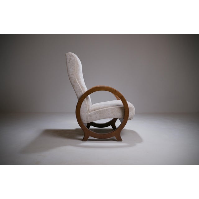 Cream Modernist Art Deco Armchair by Rosello in the Style of Jacques Adnet, Paris, 1940 For Sale - Image 8 of 18