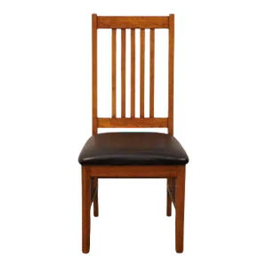 High End Vintage Oak Contemporary Mission Style Dining Side Chair