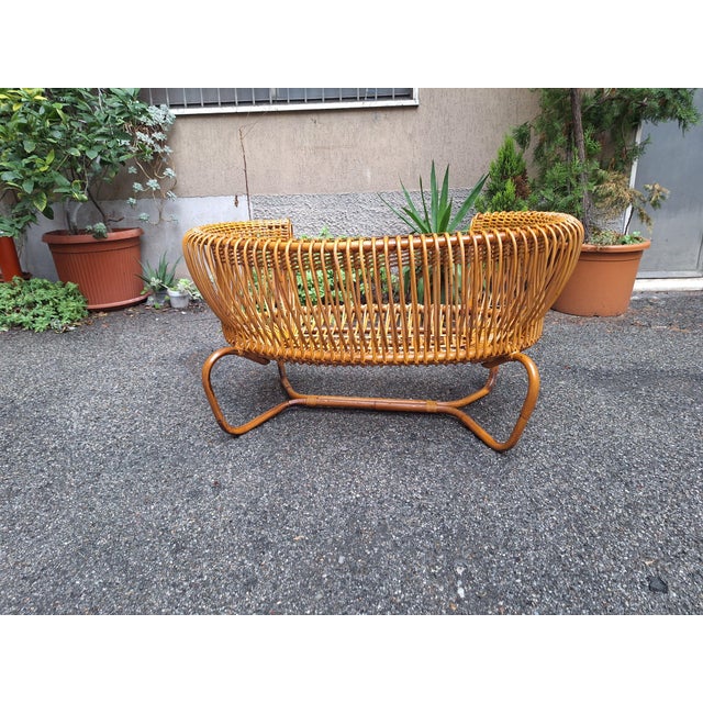 Large Vintage Rattan Armchair, 1950s For Sale - Image 11 of 15