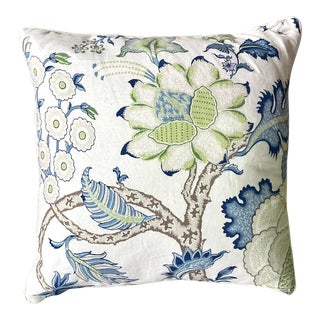 Vintage Regency Printed Floral Down Throw Pillow For Sale