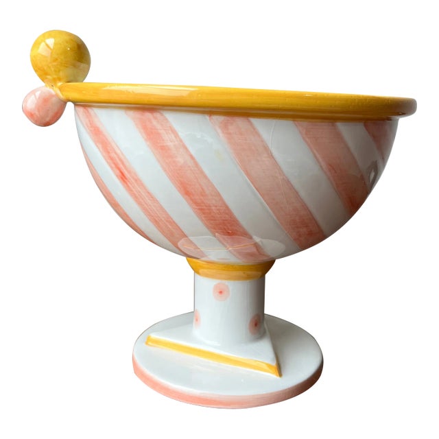 1980s Dalla Gassa, Mario Nove, Italy Ceramic Pedestal Bowl For Sale