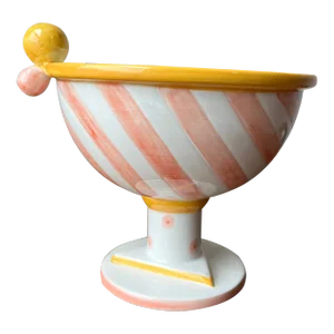 1980s Dalla Gassa, Mario Nove, Italy Ceramic Pedestal Bowl