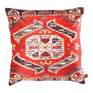 Pasargad DC Traditional Kazak Design Velvet Pillow For Sale