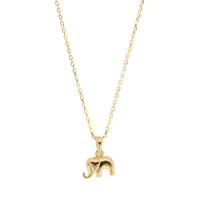 Metal Abundance Elephant Pendant Gold Chain Necklace For Sale - Image 7 of 7