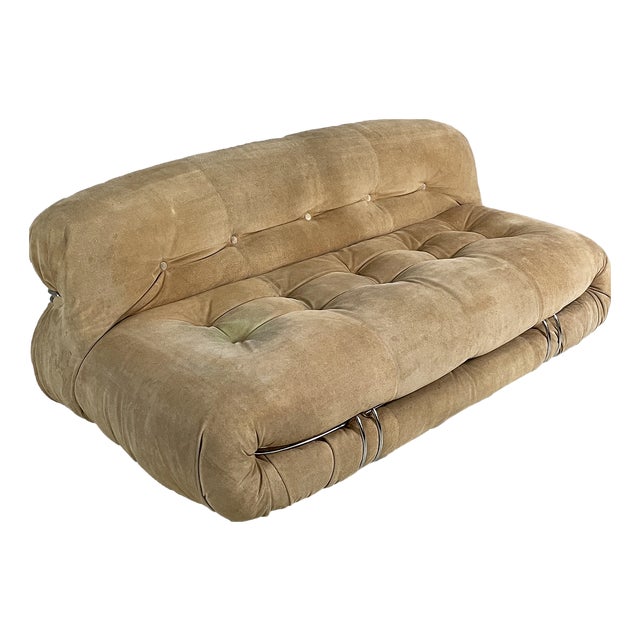 Italian Modern Beige Chamois Soriana Sofa by Afra & Tobia Scarpa for Cassina, 1970s For Sale