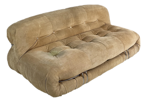 Italian Modern Beige Chamois Soriana Sofa by Afra & Tobia Scarpa for Cassina, 1970s