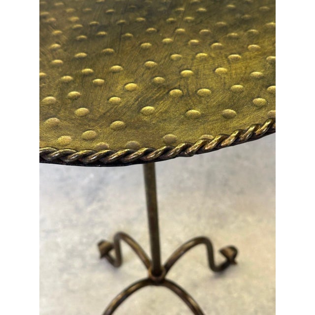 Ornate Gilt Iron Side Table With Hammered Top & Scrolled Legs For Sale - Image 12 of 12