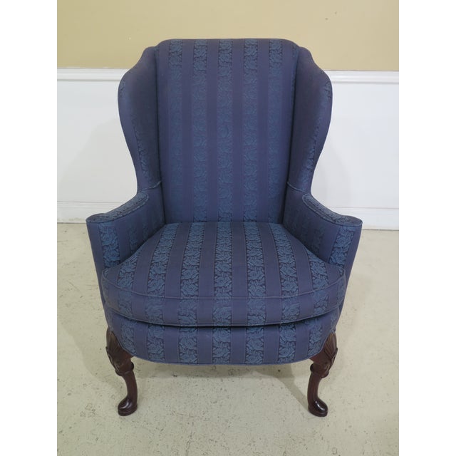 1990s Vintage Sherrill Queen Anne Mahogany Wing Back Easy Chairs A