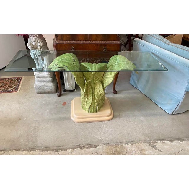 1970s Vintage Serge Roche Style Console Table and Mirror Set With Leaf Accents For Sale - Image 5 of 10