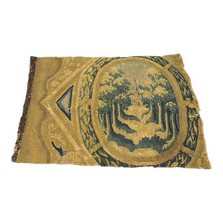 Antique Green and Gold Verdure Tapestry Fragment For Sale
