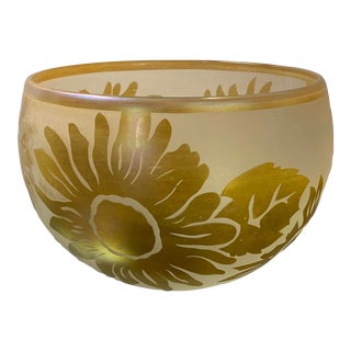 Vintage Art Glass Bowl, Signed For Sale
