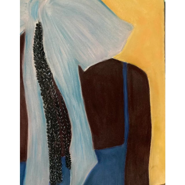 “Lady With the Bow” Original Folk Art Portrait Painting For Sale - Image 4 of 5