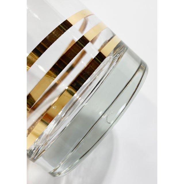 Glass Vintage Mid Century Modern Style Gold Banded Lowball Glasses, Set of 4 For Sale - Image 7 of 9