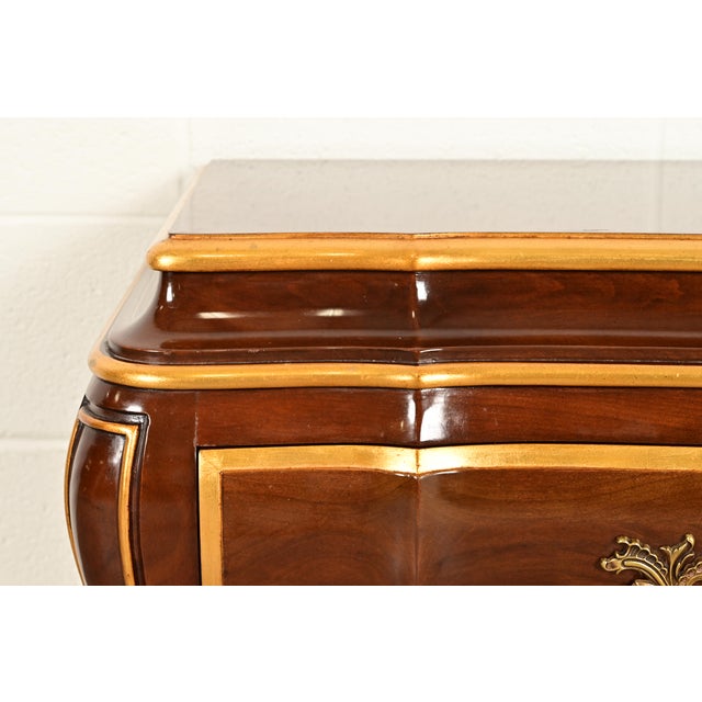 Brown Karges French Provincial Louis XV Burled Walnut and Gold Gilt Bombay Chest of Drawers For Sale - Image 8 of 15