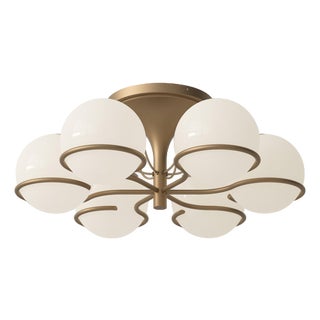 Model 2042/6 Ceiling Lamp in Opaline Glass by Gino Sarfatti for Astep, Italy For Sale