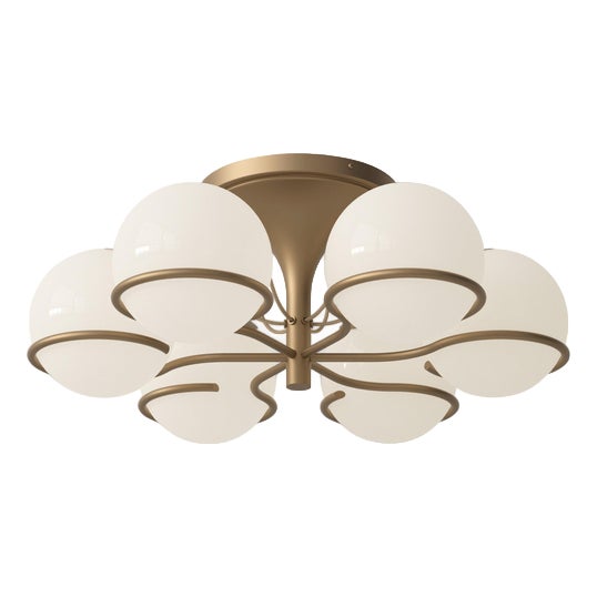 Model 2042/6 Ceiling Lamp in Opaline Glass by Gino Sarfatti for Astep, Italy For Sale