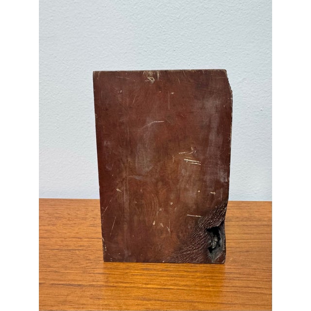 Brown 1970s Organic Modern Burl Wood Bookends – Sculptural Brutalist Studio Craft Pair For Sale - Image 8 of 9