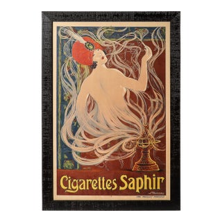 Art Nouveau Cigarettes Saphir Advertisement Poster For Sale