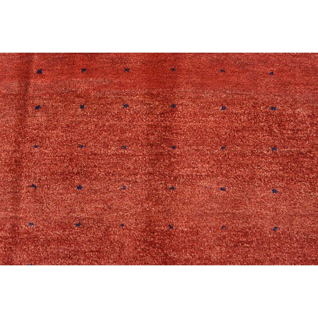 Red Gabbeh Rug 2’11” X 5′ Red Wool Contemporary Hand-Knotted Carpet For Sale - Image 8 of 12