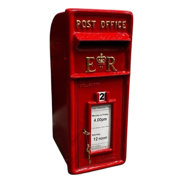 Metal Post Box in Bright Red For Sale