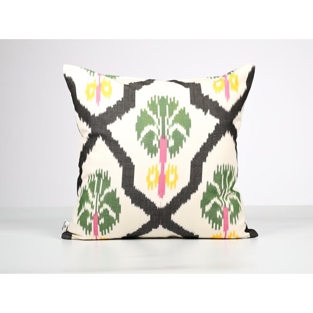 White and Black Geometric Ikat Pillow Cover For Sale - Image 10 of 13
