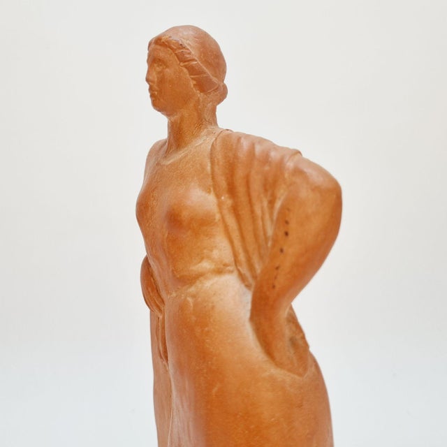 1970s Standing Female Terracotta Figure Leaning on a Pillar by Pál Pátzay, 1970s For Sale - Image 5 of 11