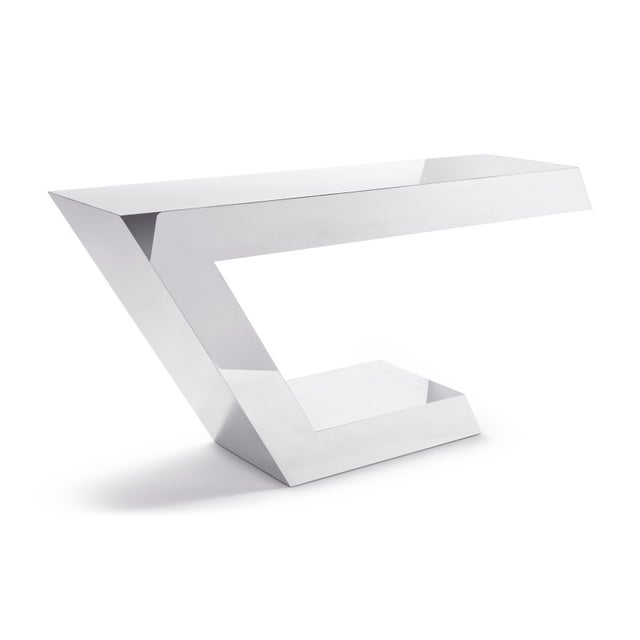 2010s Modern Greg Sheres Style Polished Stainless Steel Console Table For Sale - Image 5 of 7