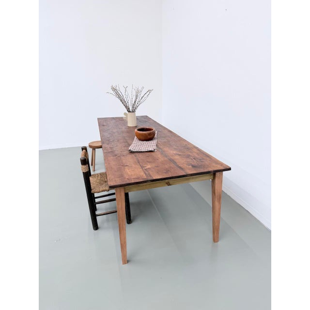 Brown Vintage Farmhouse Table in Pine, 1950s For Sale - Image 8 of 18