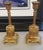 A unique pair of gilt ormolu patinated metal candleholders in the ecclesiastical style. Good antique condition.