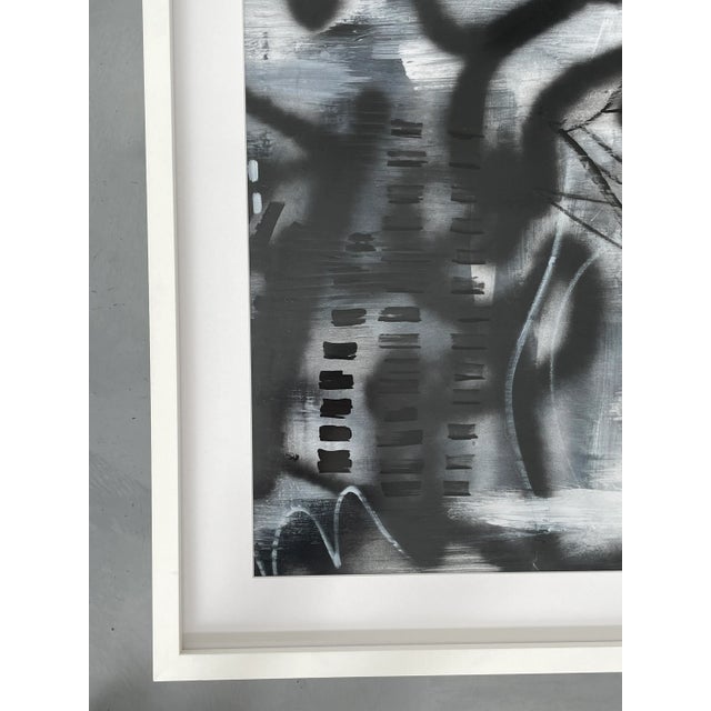 Textile "Downtown 2" Contemporary Original Abstract Mixed-Media Painting by Jakki Jandrell, Framed For Sale - Image 7 of 12