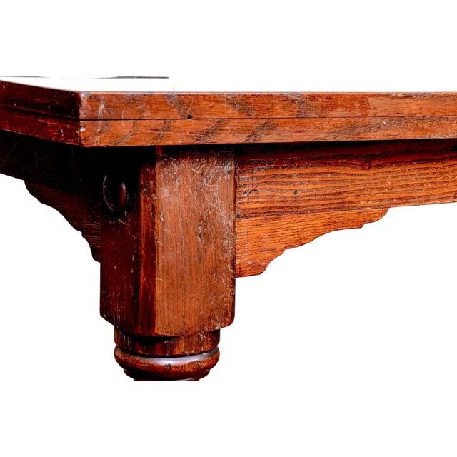 Mid 19th Century Antique English Oak Farmhouse Dining Table For Sale - Image 5 of 9