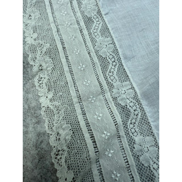 Textile Pure Linen Imported French Lace Handkerchief- A Matching Pair For Sale - Image 7 of 9