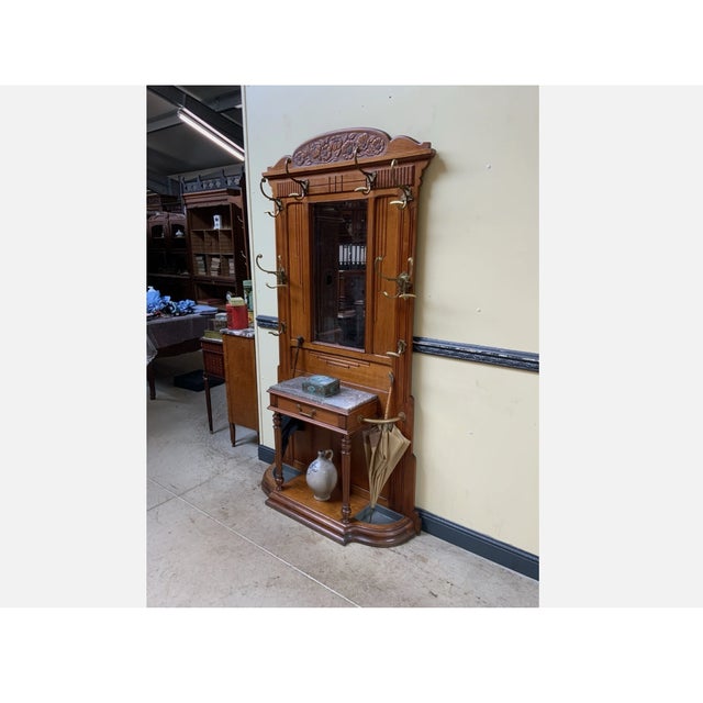 Wood Antique Art Nouveau Wardrobe, 1910 For Sale - Image 7 of 11