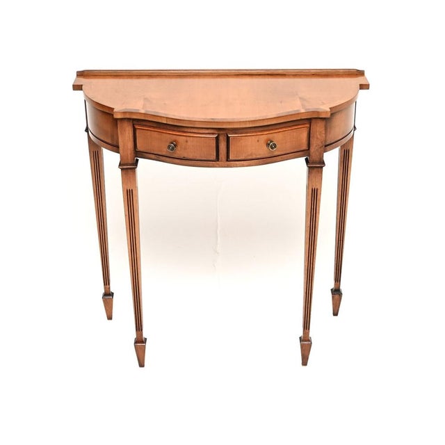 Antique Georgian Style Yew Wood Console Table, 1950 For Sale - Image 9 of 9