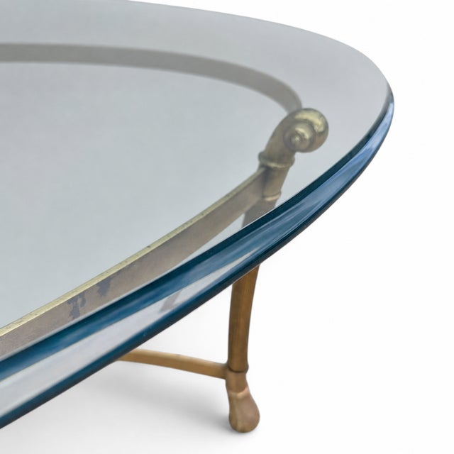 Gold Late 20th Century Attributed LaBarge Glass Top Brass Coffee Table For Sale - Image 8 of 18