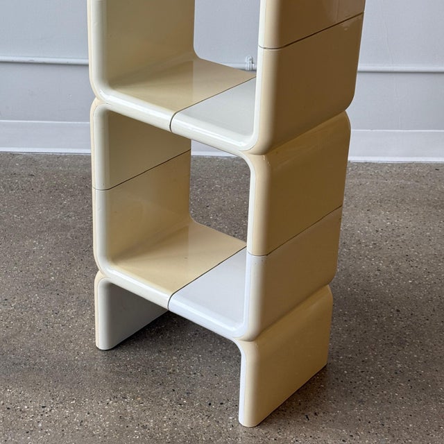 c. 1970s. USA. Modular shelving unit with gorgeous sun fading. This piece is attributed to the mentioned designer/maker....