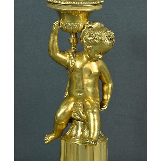 Mid-19th Century Louis XVI Gilt Bronze Candleholders, Set of 2 For Sale - Image 12 of 18