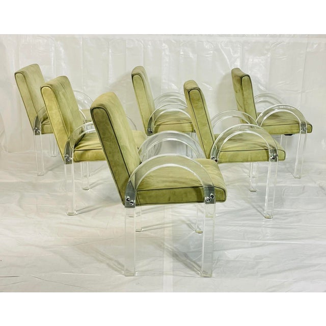 Mid-Century Modern Set of 6 Charles Hollis Jones Lucite Waterfall Dining Chairs, Signed 1974 For Sale - Image 3 of 18