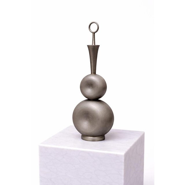 Scandinavian Modern Pewter Bottle by Gunnar Havstad, Norway, 1950s For Sale - Image 4 of 9