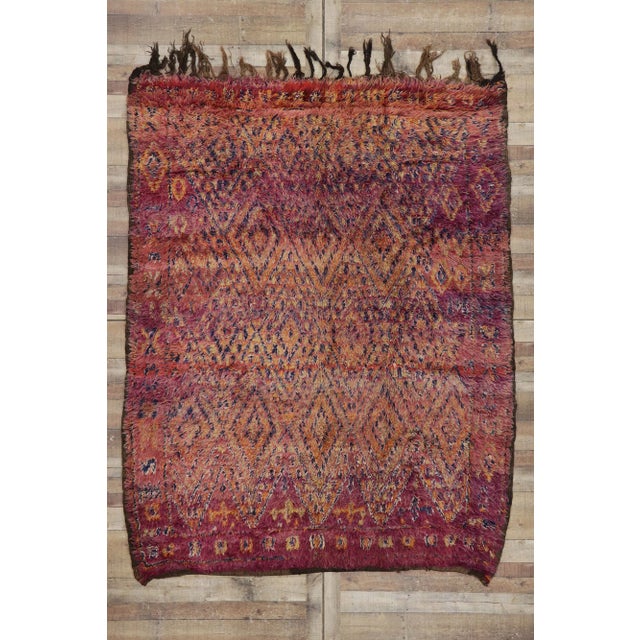 Late 20th Century Vintage Beni MGuild Moroccan Rug, 07'02 X 09'00 For Sale - Image 11 of 12
