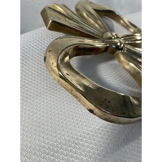 Brass Vintage Solid Brass Bow Trivet or Wall Decor For Sale - Image 8 of 12