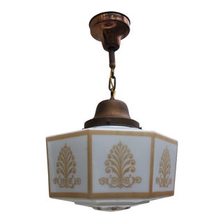 Antique Copper and Brass Schoolhouse Fixture For Sale