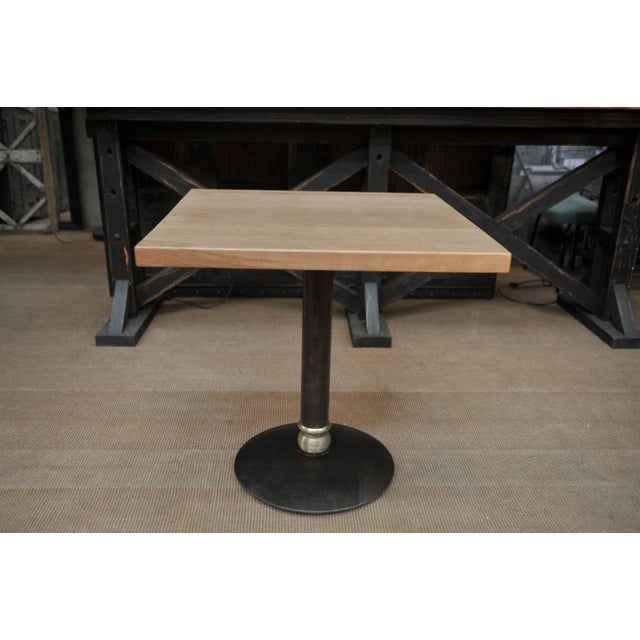 Metal Vintage Oak Bistro Table, 1960s For Sale - Image 7 of 10