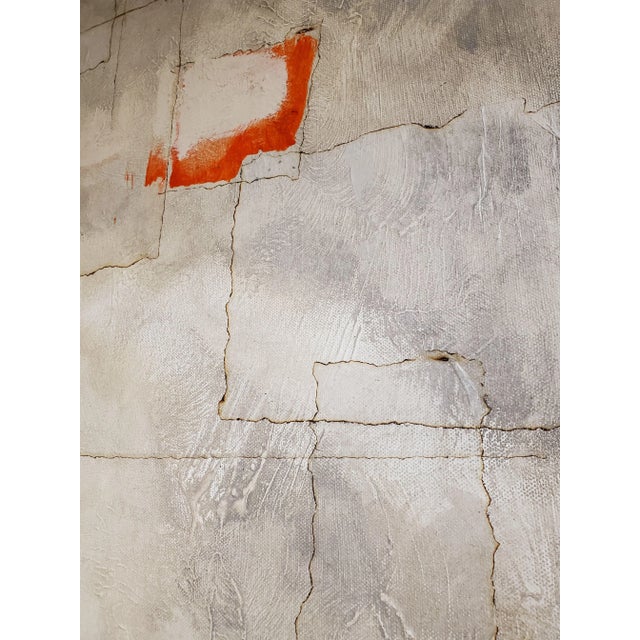 "Diversion" Abstract White, Grey, and Orange Mixed-Media Painting on Canvas by Louis Shields, 2018 For Sale - Image 4 of 5
