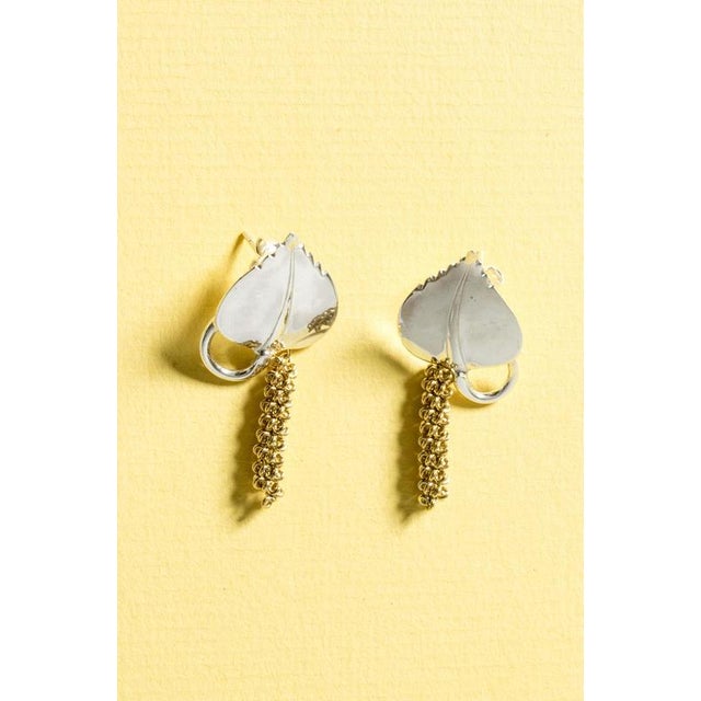 Gilded Silver Earrings by Gertrud Engel, 1948, Set of 2 For Sale - Image 4 of 8