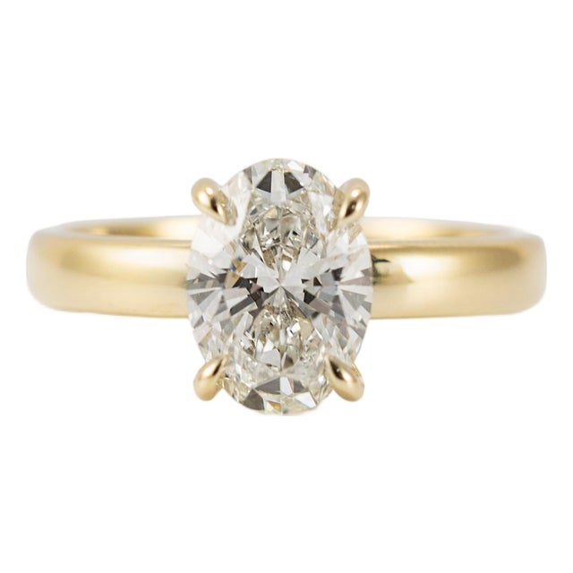 14k Yellow Gold 1.60ct Igi Oval Lab Grown Diamond Solitaire Engagement Ring, Size 7 For Sale