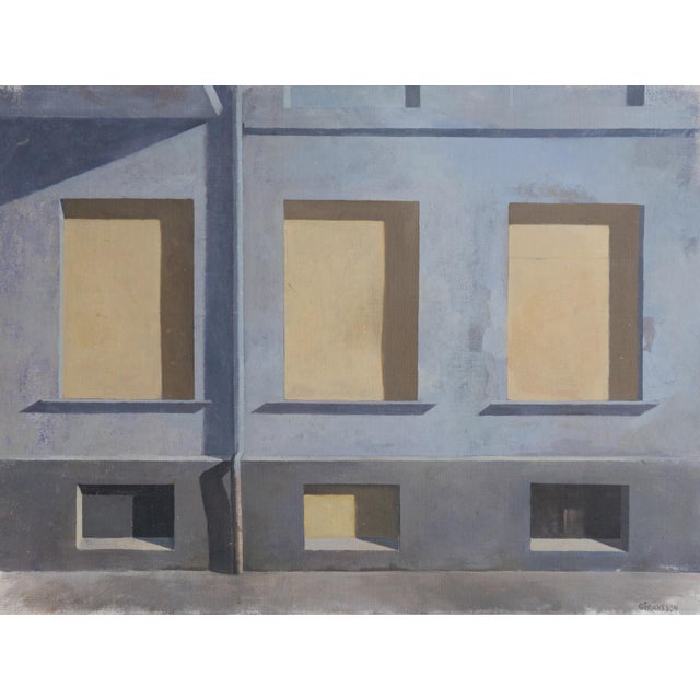 Large Vintage Swedish Cityscape, Original Oil on Canvas Landscape Painting, C.1970s For Sale - Image 4 of 9
