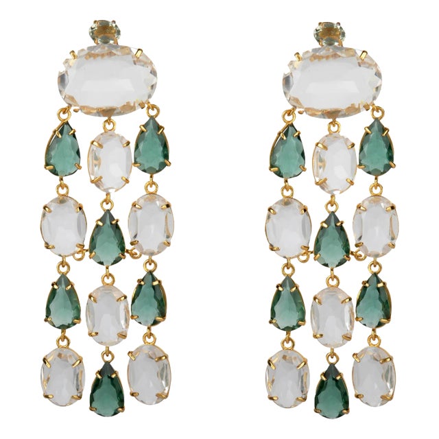 Mercedes Earrings (Light Green) (Pierced French Clip) For Sale